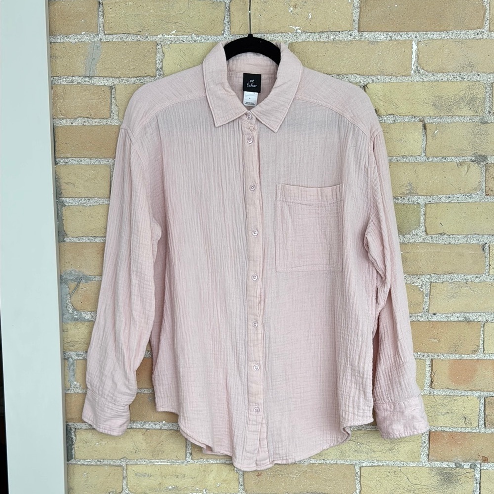 Echo Pink Gauze Boyfriend Shirt